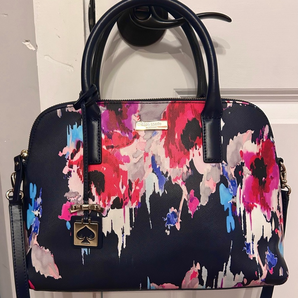 Kate Spade Floral Dome Satchel - Black and Pink